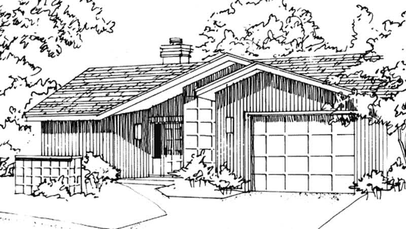 1-Bedroom, 843 Sq Ft Modern House Plan - 146-1864 - Front Exterior