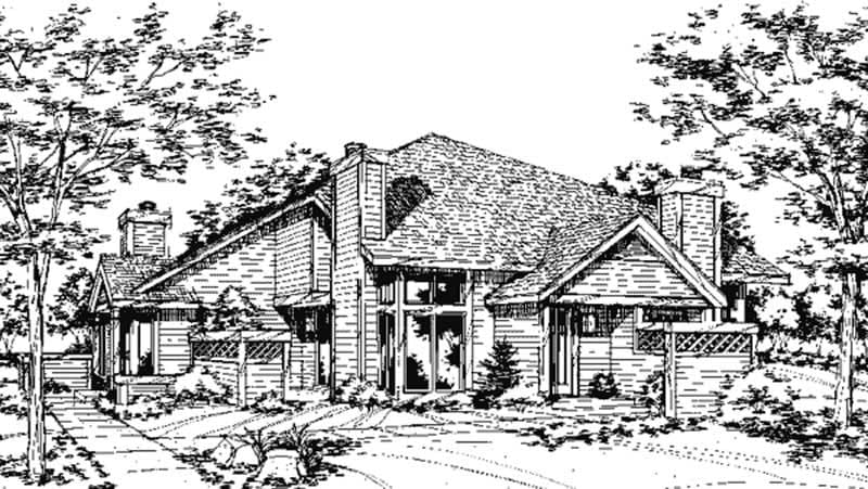 1-Bedroom, 648 Sq Ft Duplex/Multi-Unit House Plan - 146-2075 - Front Exterior