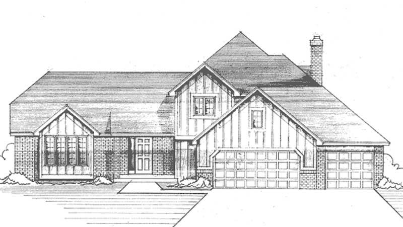 3-Bedroom, 2319 Sq Ft Tudor House Plan - 146-2090 - Front Exterior