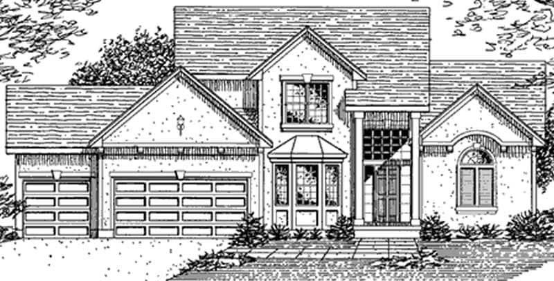 4-Bedroom, 2422 Sq Ft European House Plan - 146-2111 - Front Exterior