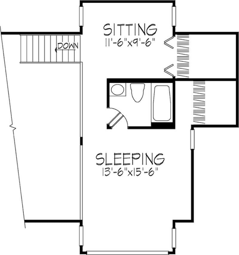Floor Plan Second Story of Log Cabin Plan #146-2123