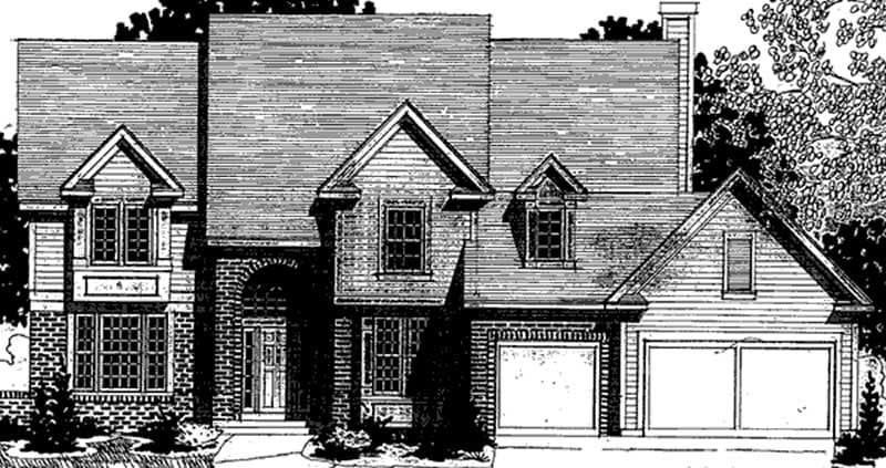 4-Bedroom, 3608 Sq Ft Colonial House Plan - 146-2149 - Front Exterior