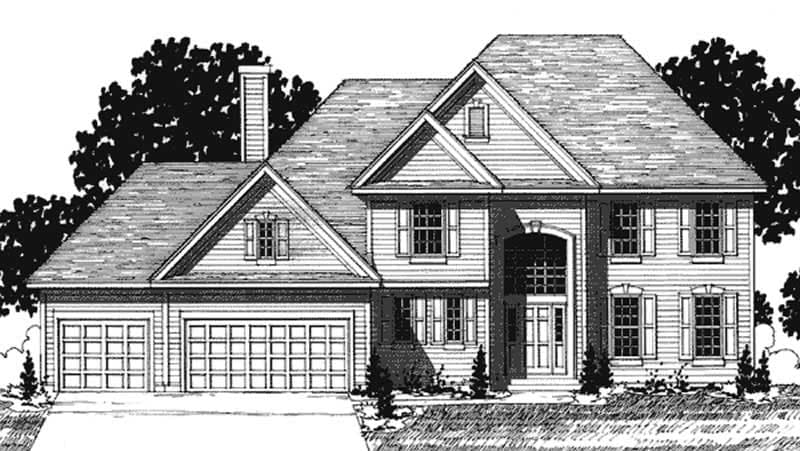 4-Bedroom, 2444 Sq Ft Colonial House Plan - 146-2154 - Front Exterior