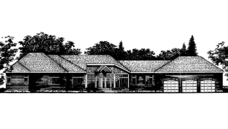 4-Bedroom, 3498 Sq Ft Ranch House Plan - 146-2220 - Front Exterior