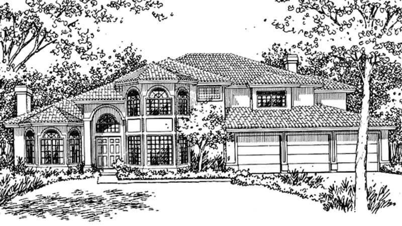 3-Bedroom, 3070 Sq Ft Florida Style House Plan - 146-2385 - Front Exterior