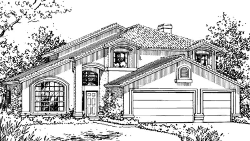 4-Bedroom, 2749 Sq Ft Florida Style House Plan - 146-2421 - Front Exterior