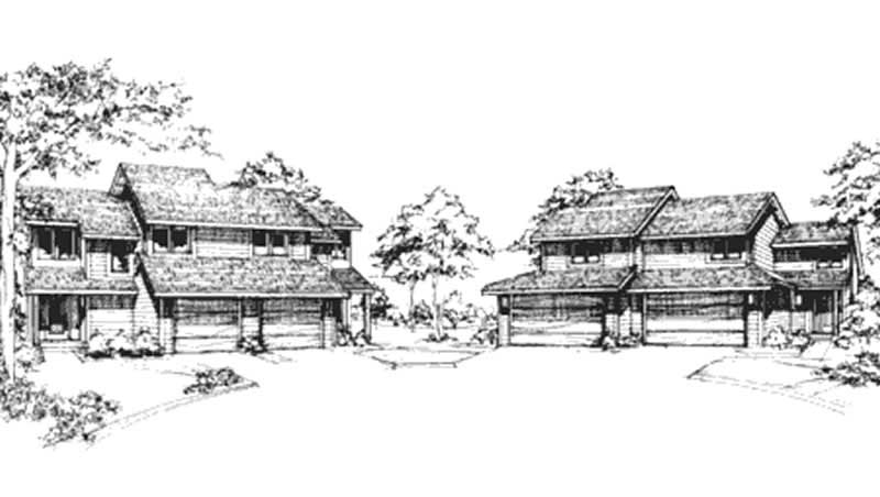 2-Bedroom, 970 Sq Ft Duplex/Multi-Unit House Plan - 146-2481 - Front Exterior