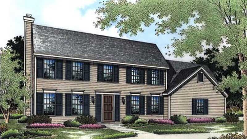 4-Bedroom, 2500 Sq Ft Colonial House Plan - 146-2607 - Front Exterior