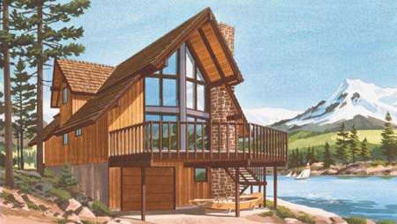 3-Bedroom, 1480 Sq Ft A Frame House Plan - 146-2809 - Front Exterior
