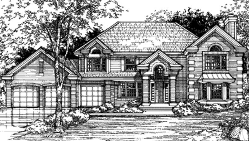 3-Bedroom, 3195 Sq Ft European House Plan - 146-2981 - Front Exterior