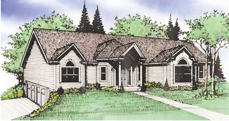 3-Bedroom, 1830 Sq Ft Ranch House Plan - 147-1036 - Front Exterior