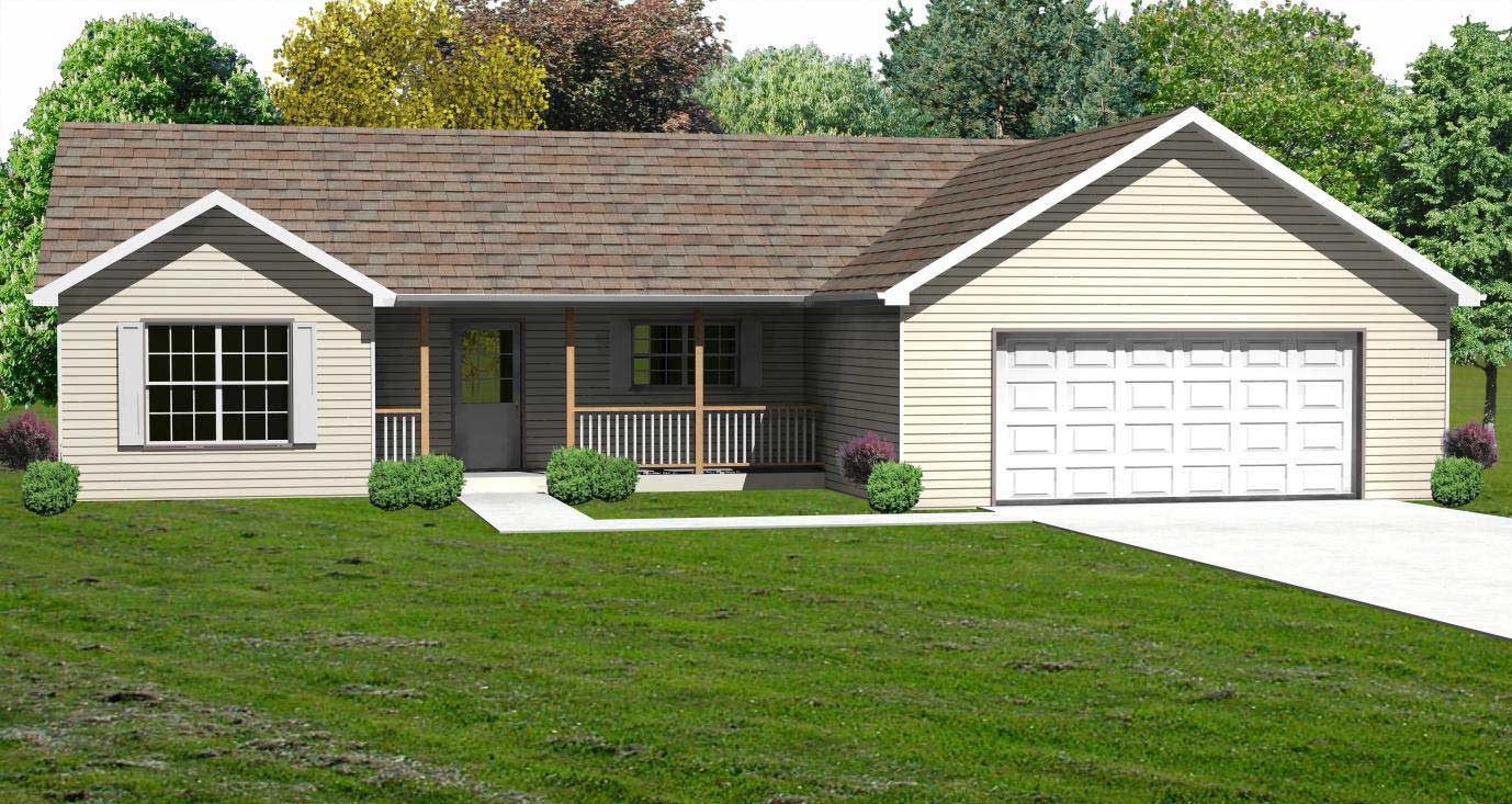 3-Bedroom, 1434 Sq Ft Country Home Plan - 148-1033 - Main Exterior