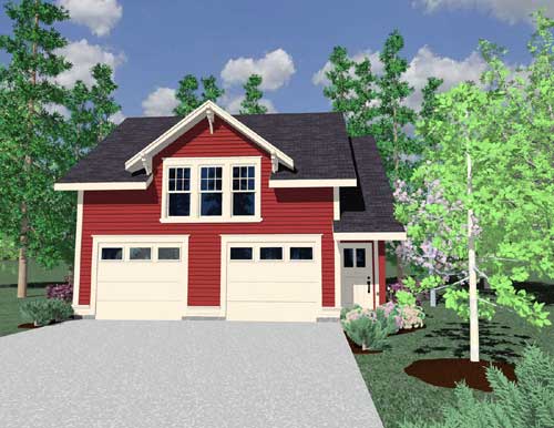 1-Bedroom, 675 Sq Ft Garage w/Apartments Home Plan - 149-1748 - Main Exterior