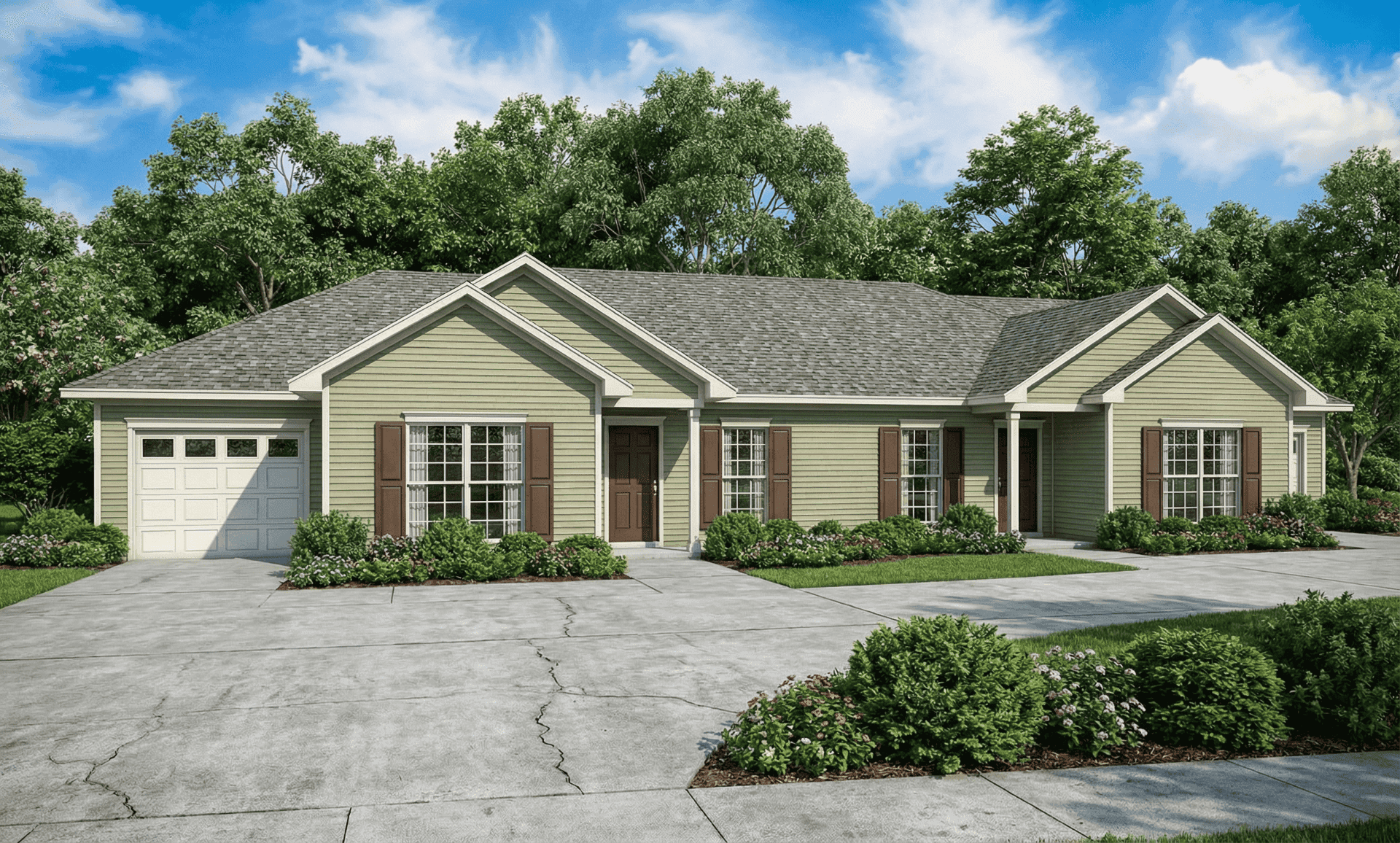 Color rendering of Multi-Unit home plan (ThePlanCollection: House Plan #153-1129)