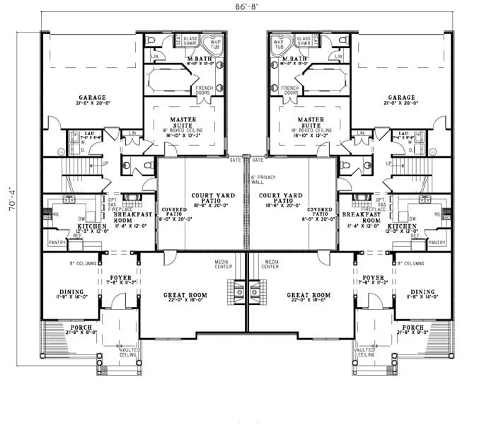 Floor Plan First Story of Multi-Unit Plan #153-1158