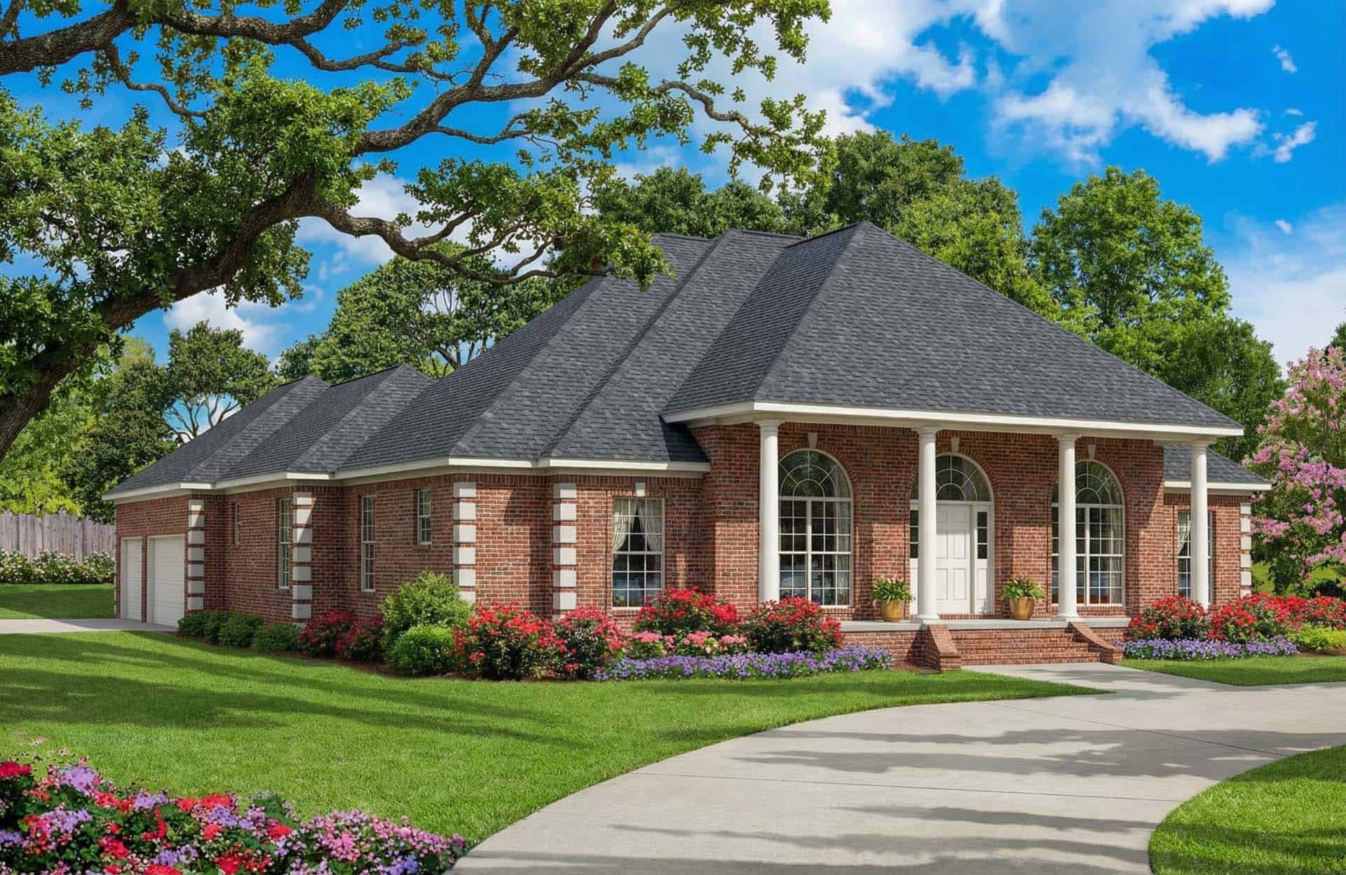 Front elevation of French home (ThePlanCollection: House Plan #153-1179)