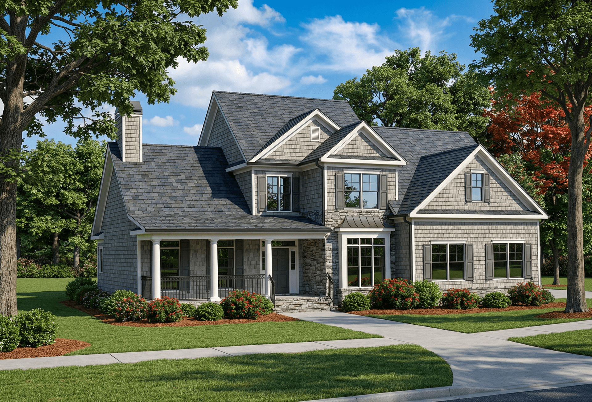 Front elevation of Luxury home (ThePlanCollection: House Plan #153-1185)