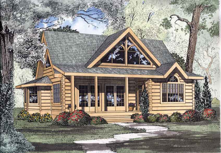 2-Bedroom, 1449 Sq Ft Log Cabin Home Plan - 153-1216 - Main Exterior