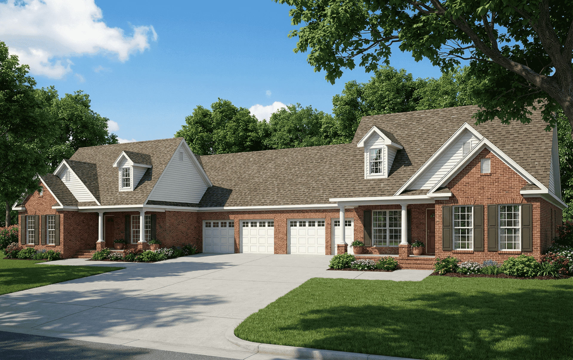 Front elevation of Multi-Unit home (ThePlanCollection: House Plan #153-1229)