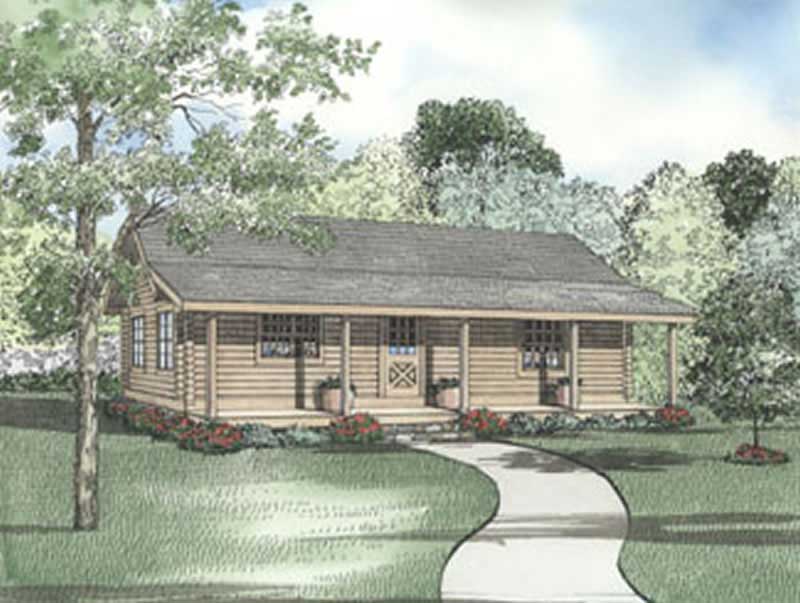 2-Bedroom, 1092 Sq Ft Log Cabin Home Plan - 153-1231 - Main Exterior