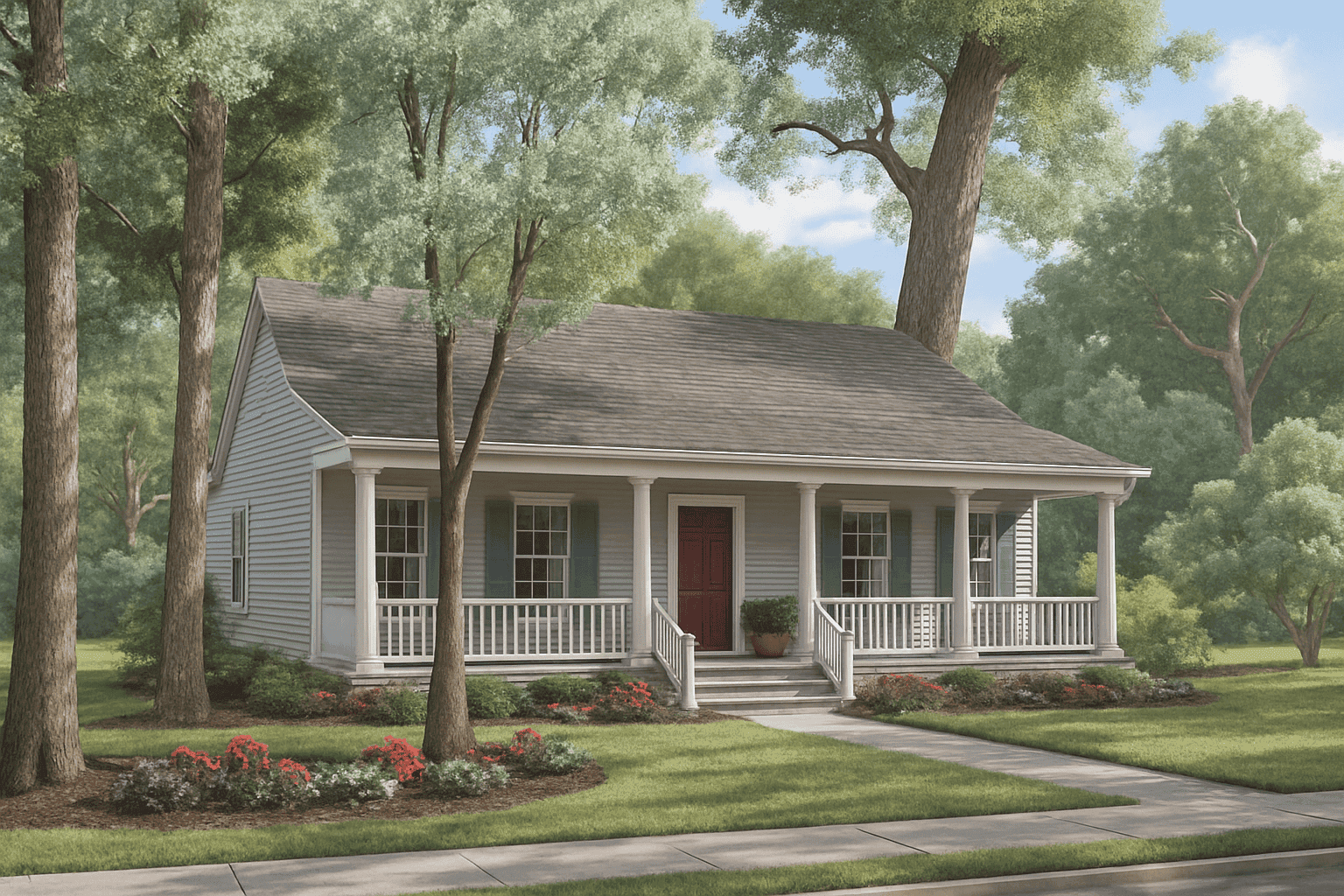 3-Bedroom, 1381 Sq Ft Country Home Plan - 153-1276 - Main Exterior