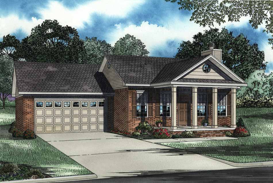 2-Bedroom, 1169 Sq Ft Country Home Plan - 153-1346 - Main Exterior