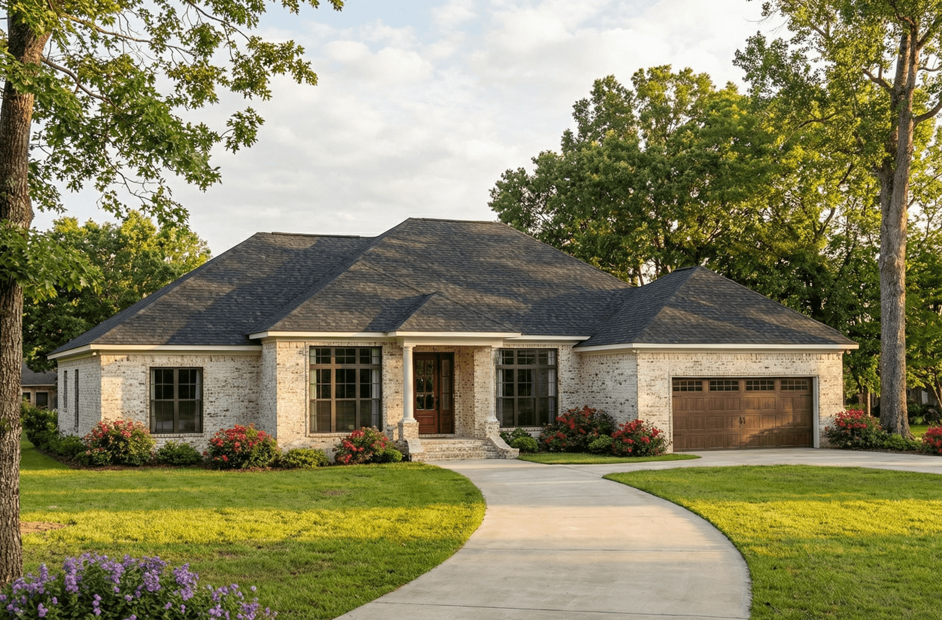 Front elevation of Prairie home (ThePlanCollection: House Plan #153-1360)