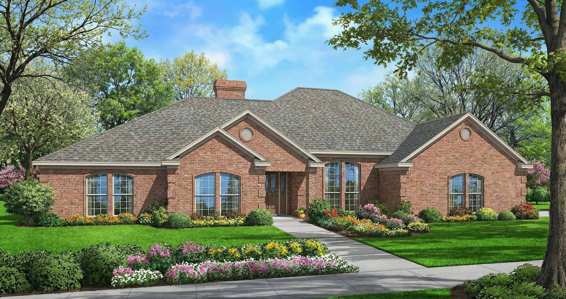 Front elevation of Ranch home (ThePlanCollection: House Plan #153-1446)