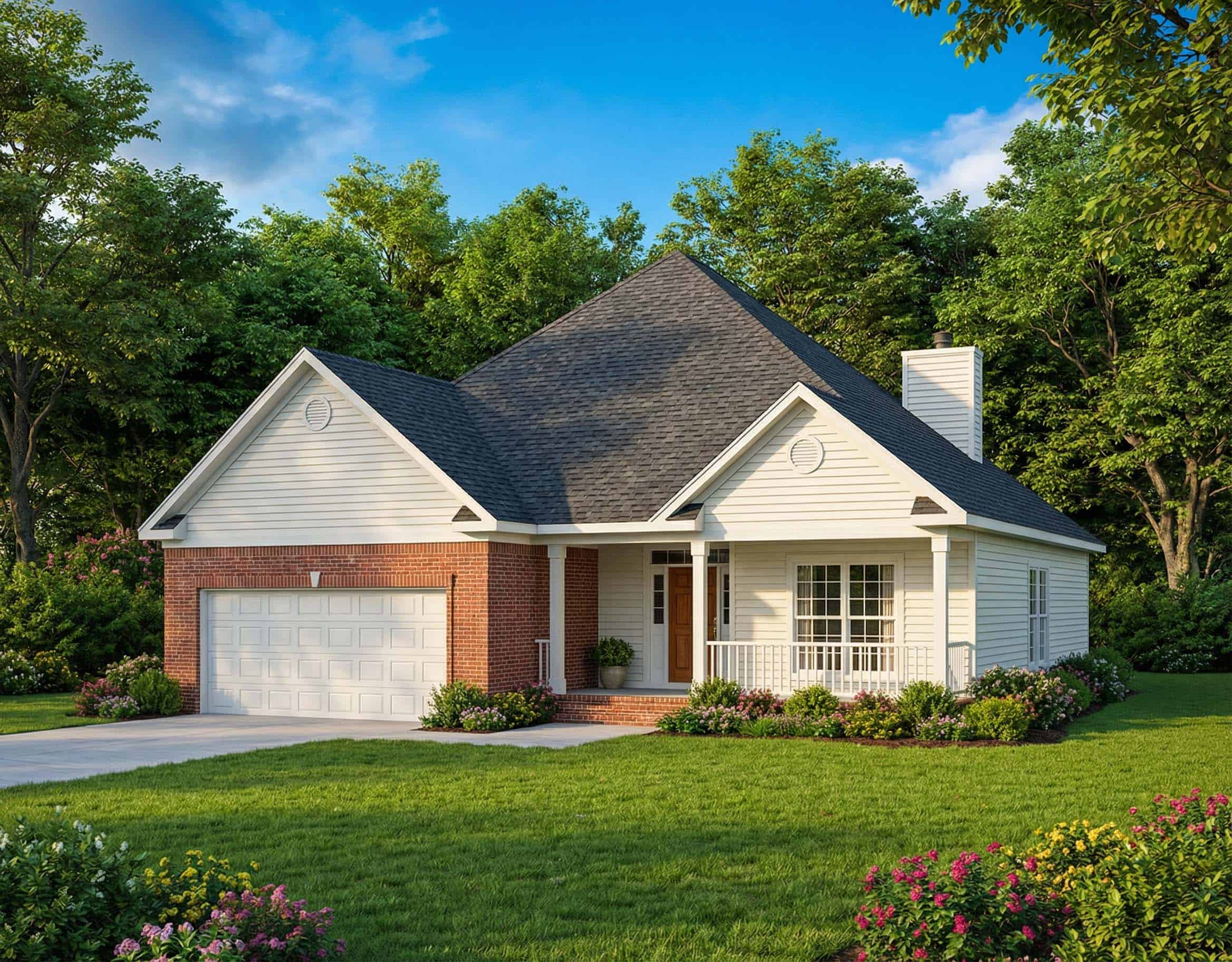 Front elevation of Texas Style home (ThePlanCollection: House Plan #153-1548)