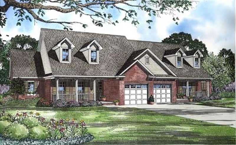 1-Bedroom, 1180 Sq Ft Multi-Unit Home Plan - 153-1586 - Main Exterior