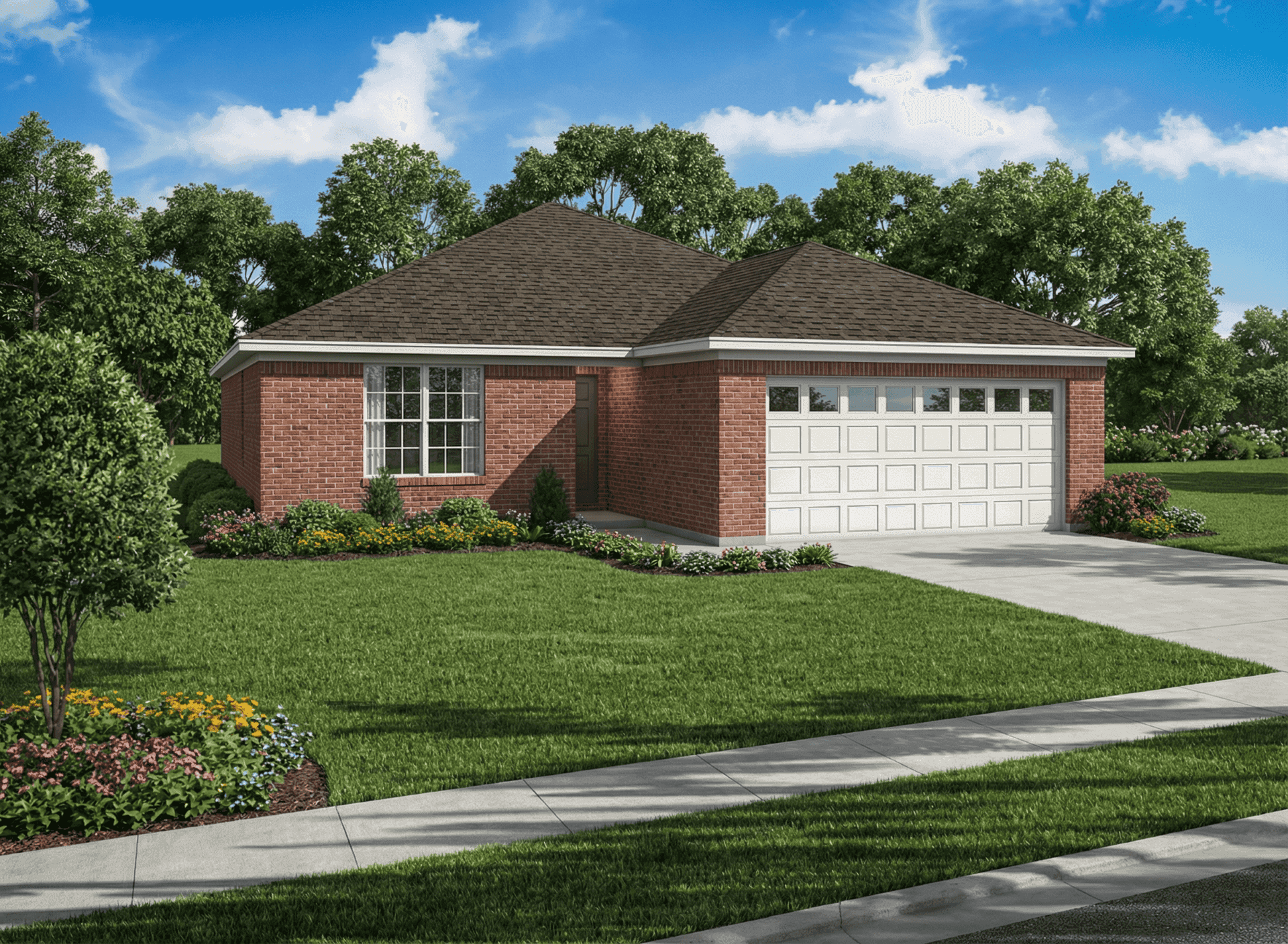 Front elevation of Ranch home (ThePlanCollection: House Plan #153-1736)