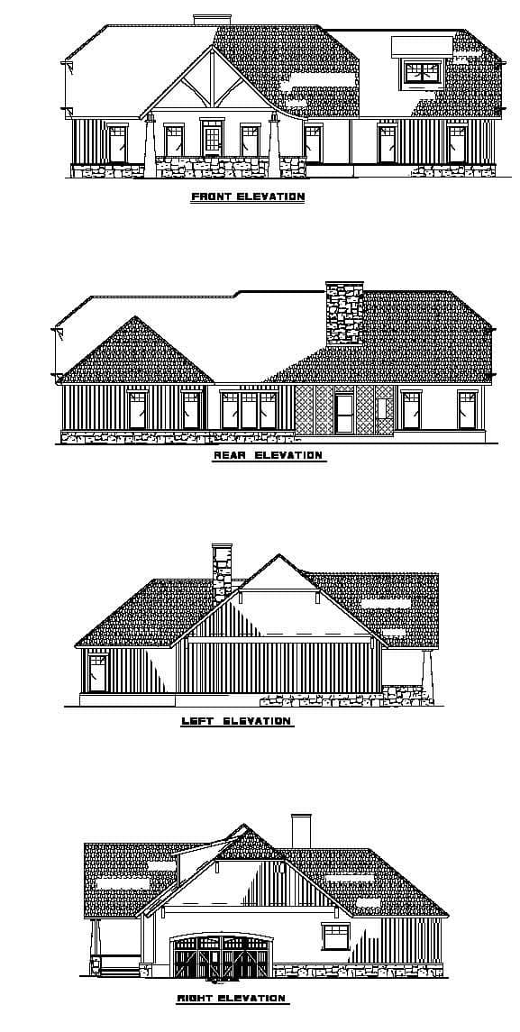 Home Plan Rear Elevation