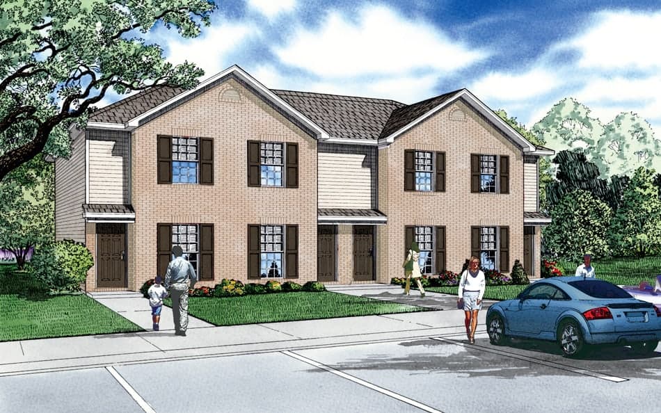 2-Bedroom, 829 Sq Ft 4-Unit Home Plan - 153-1778 - Main Exterior