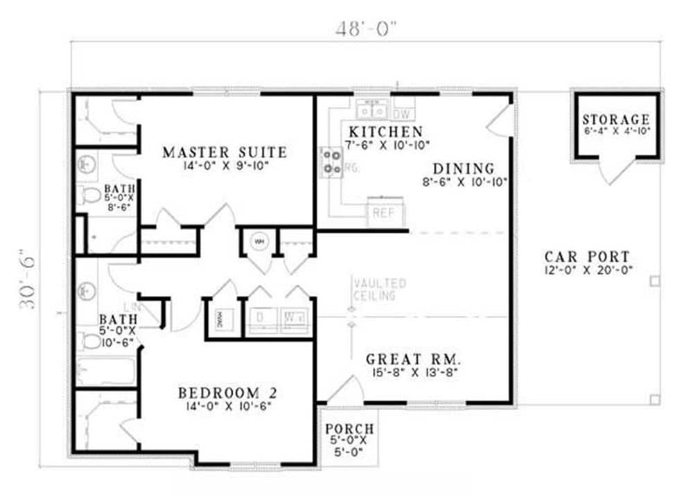 Floor Plan First Story of Ranch Plan #153-1795