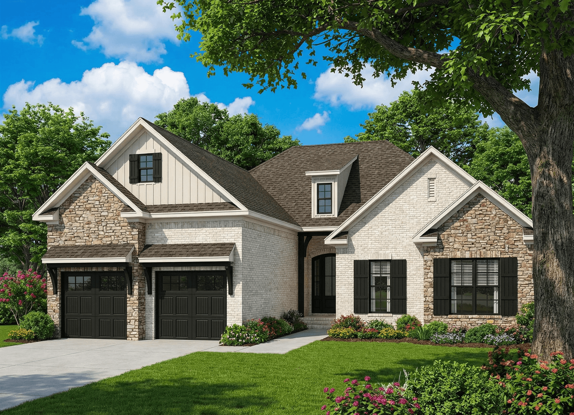 This image is an artist's rendering of these Craftsman Home Plans.