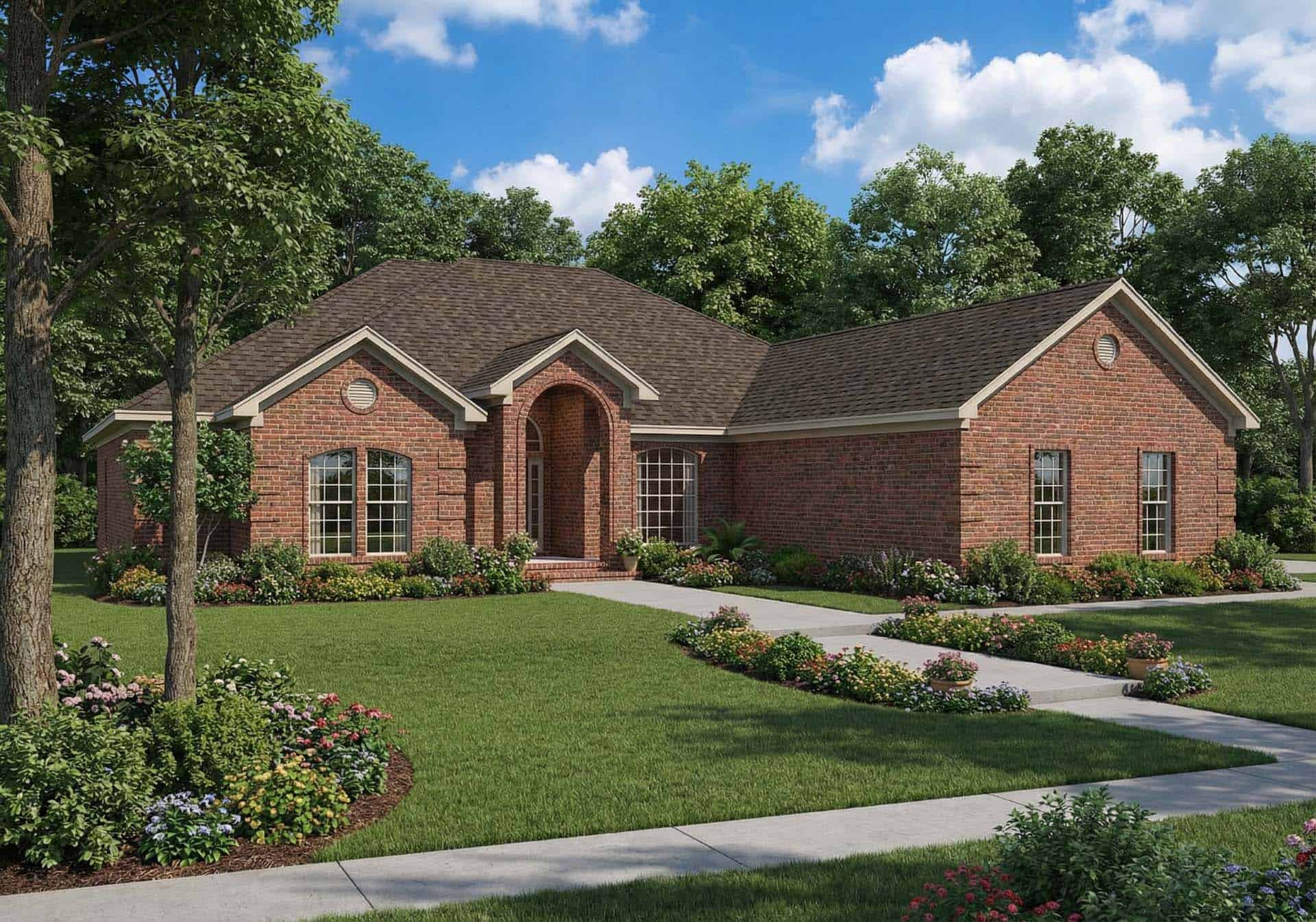 Front elevation of Ranch home (ThePlanCollection: House Plan #153-1864)