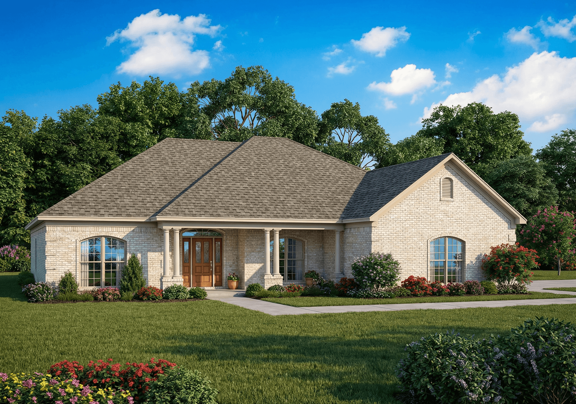 Front elevation of Ranch home (ThePlanCollection: House Plan #153-1867)