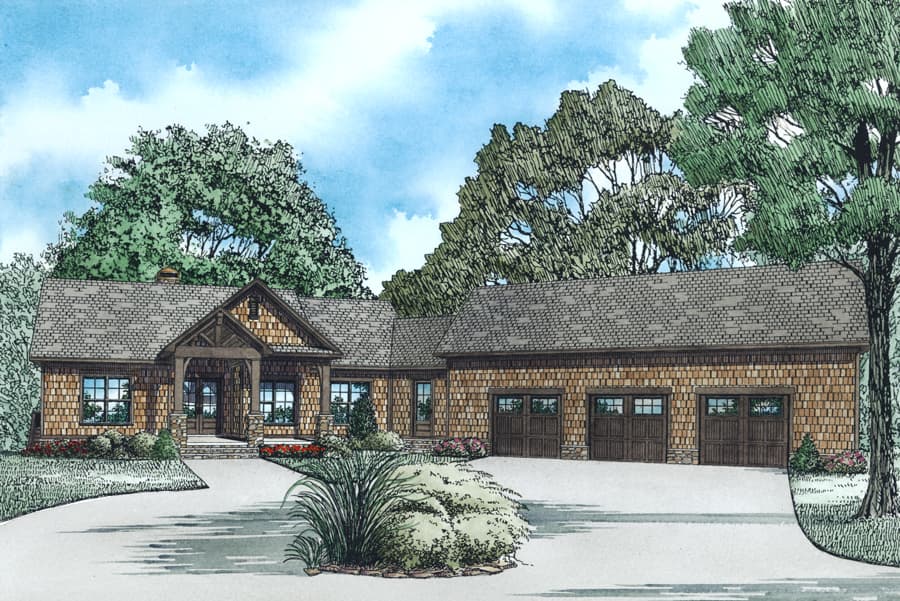 4-Bedroom, 3368 Sq Ft Craftsman House Plan - 153-1977 - Front Exterior