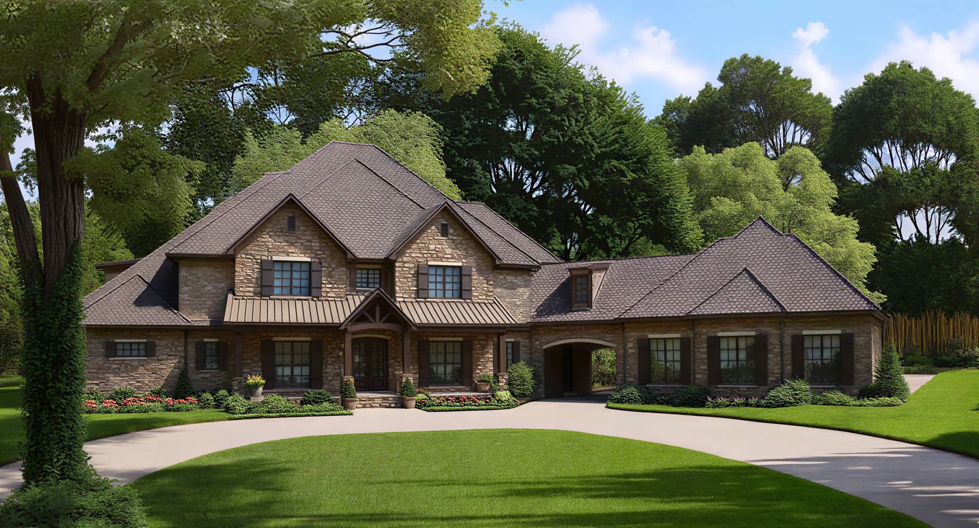 6-Bedroom, 6024 Sq Ft Luxury House Plan - 153-2022 - Front Exterior