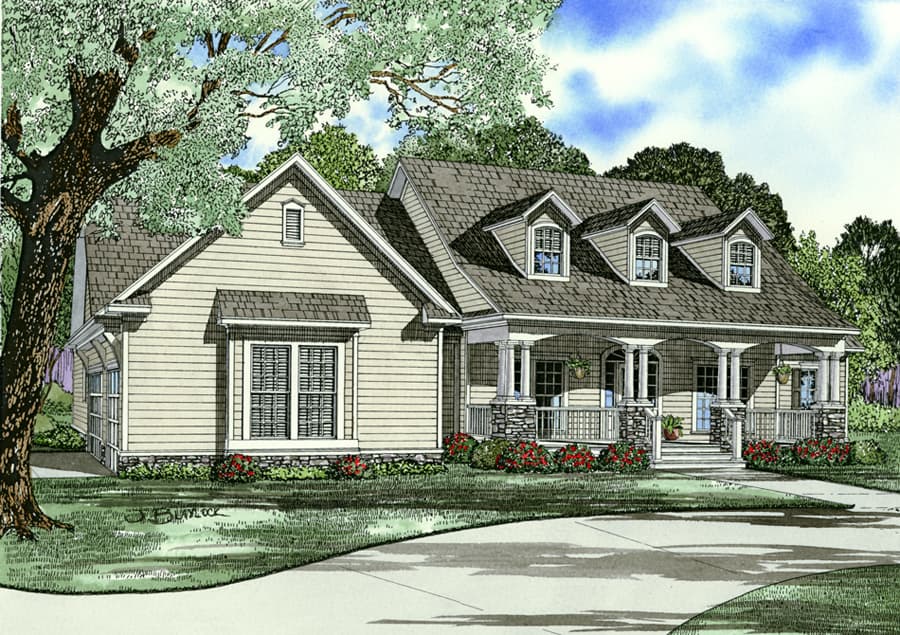 4-Bedroom, 2430 Sq Ft Farmhouse Home Plan - 153-2031 - Main Exterior