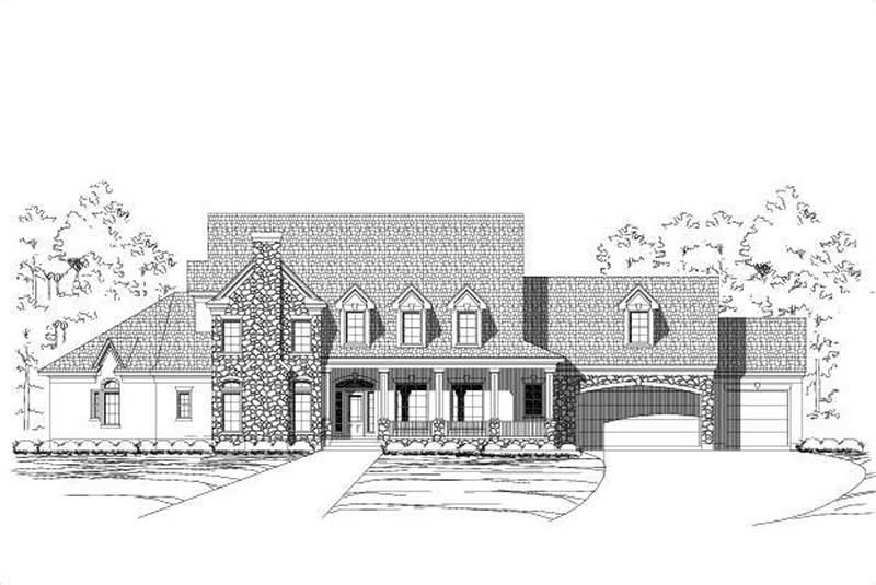 4-Bedroom, 5078 Sq Ft Country House Plan - 156-1053 - Front Exterior
