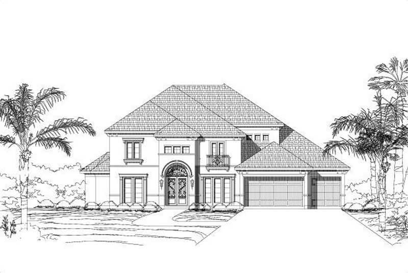 5-Bedroom, 4505 Sq Ft Mediterranean Home Plan - 156-1070 - Main Exterior