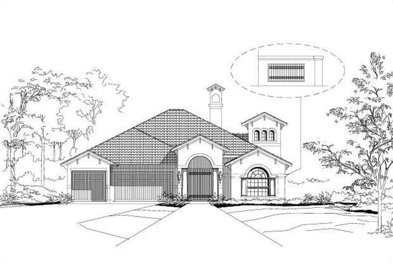 3-Bedroom, 3013 Sq Ft Mediterranean Home Plan - 156-1075 - Main Exterior