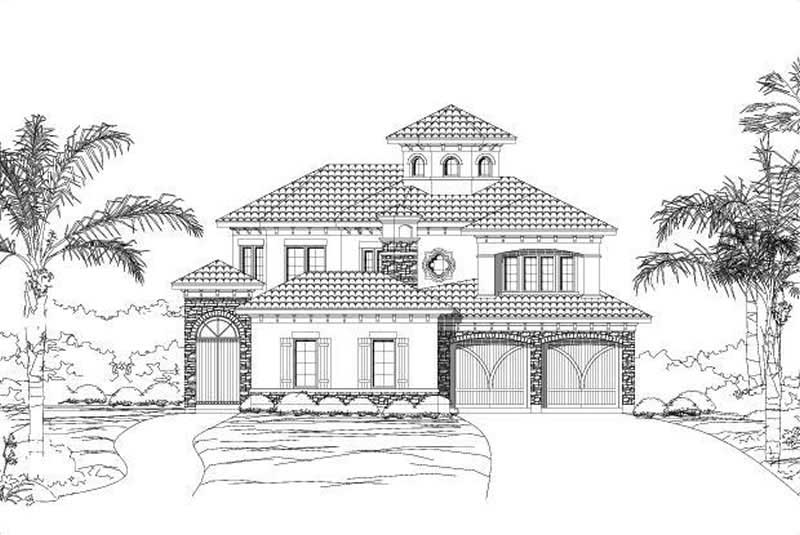 3-Bedroom, 4104 Sq Ft Mediterranean House Plan - 156-1222 - Front Exterior