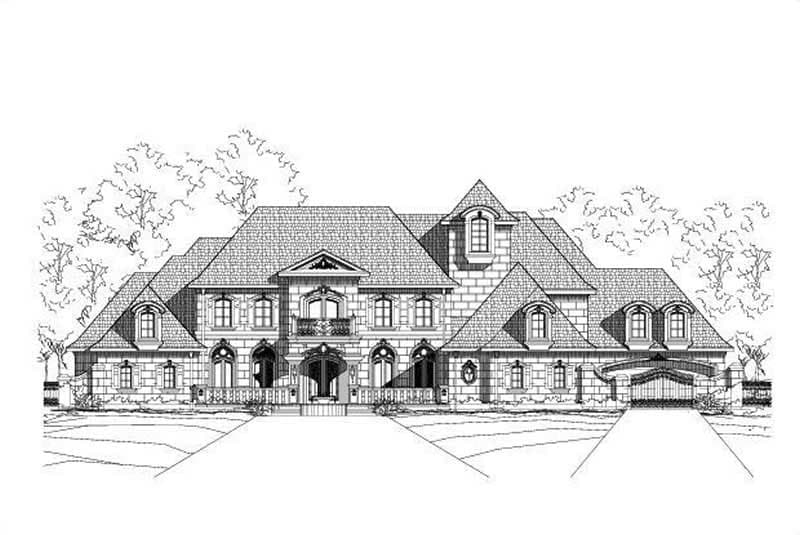 5-Bedroom, 7157 Sq Ft French House Plan - 156-1402 - Front Exterior