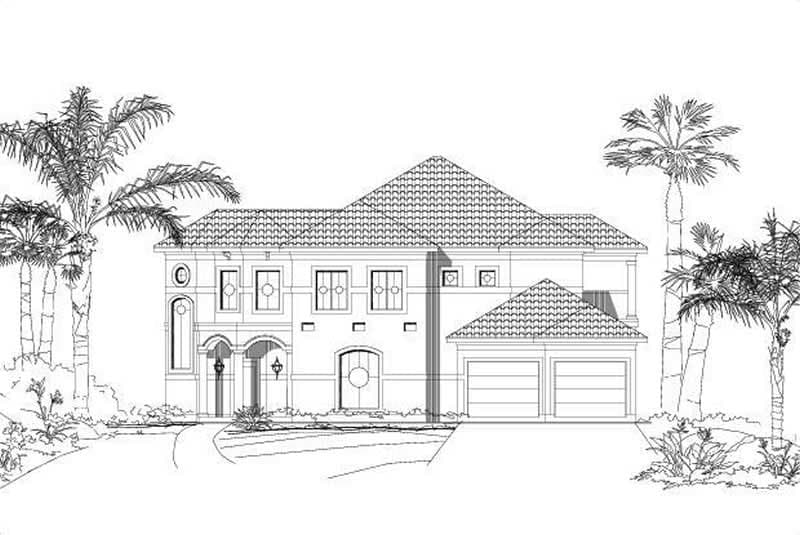 3-Bedroom, 3116 Sq Ft Mediterranean House Plan - 156-1543 - Front Exterior