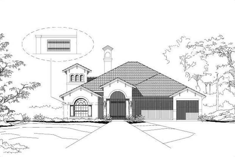 4-Bedroom, 3277 Sq Ft Mediterranean Home Plan - 156-1904 - Main Exterior