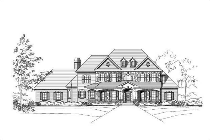4-Bedroom, 3943 Sq Ft Colonial House Plan - 156-1951 - Front Exterior