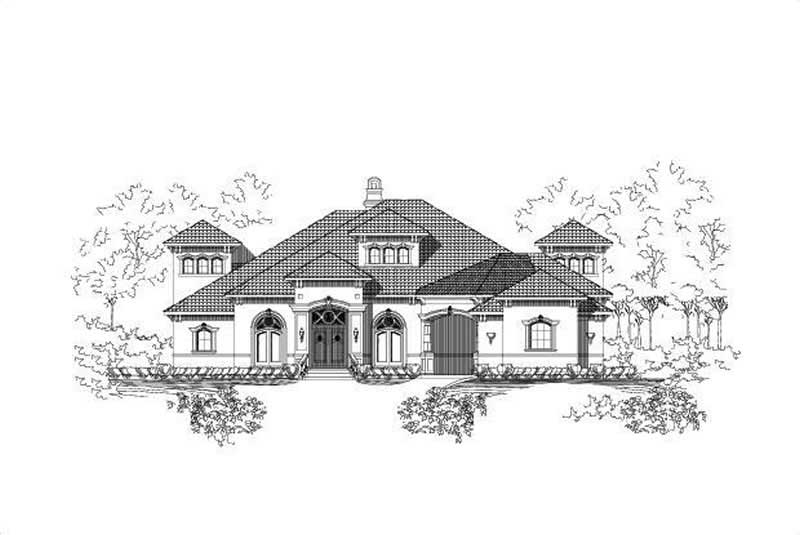 3-Bedroom, 4561 Sq Ft Mediterranean House Plan - 156-1973 - Front Exterior