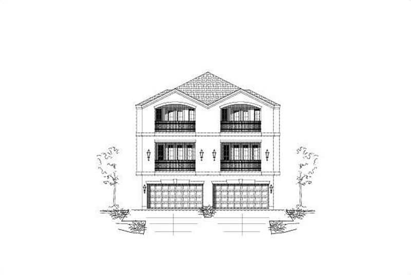 3-Bedroom, 3173 Sq Ft Multi-Unit House Plan - 156-2007 - Front Exterior